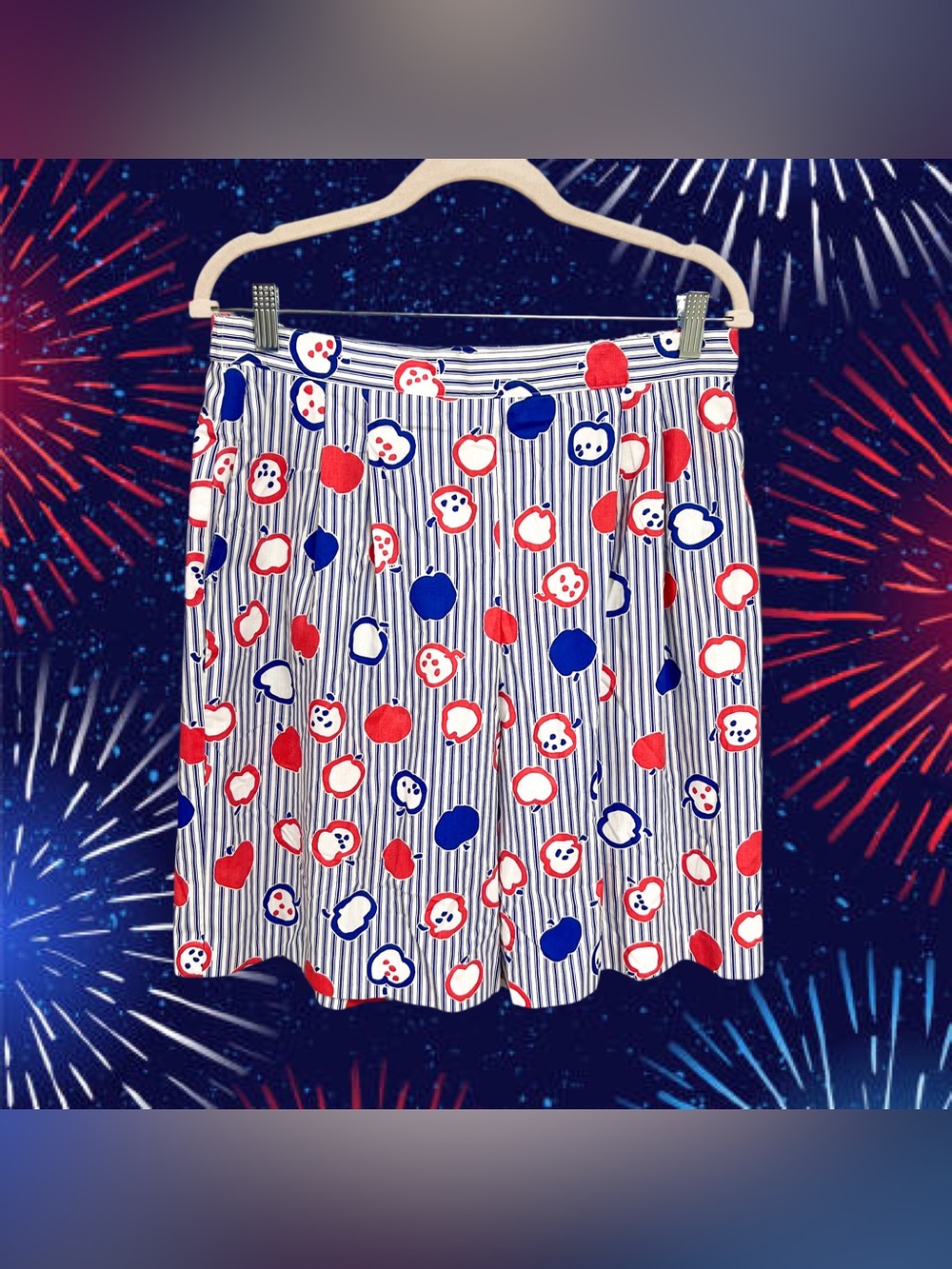 Vintage Sport Creations red white and blue apple striped shorts